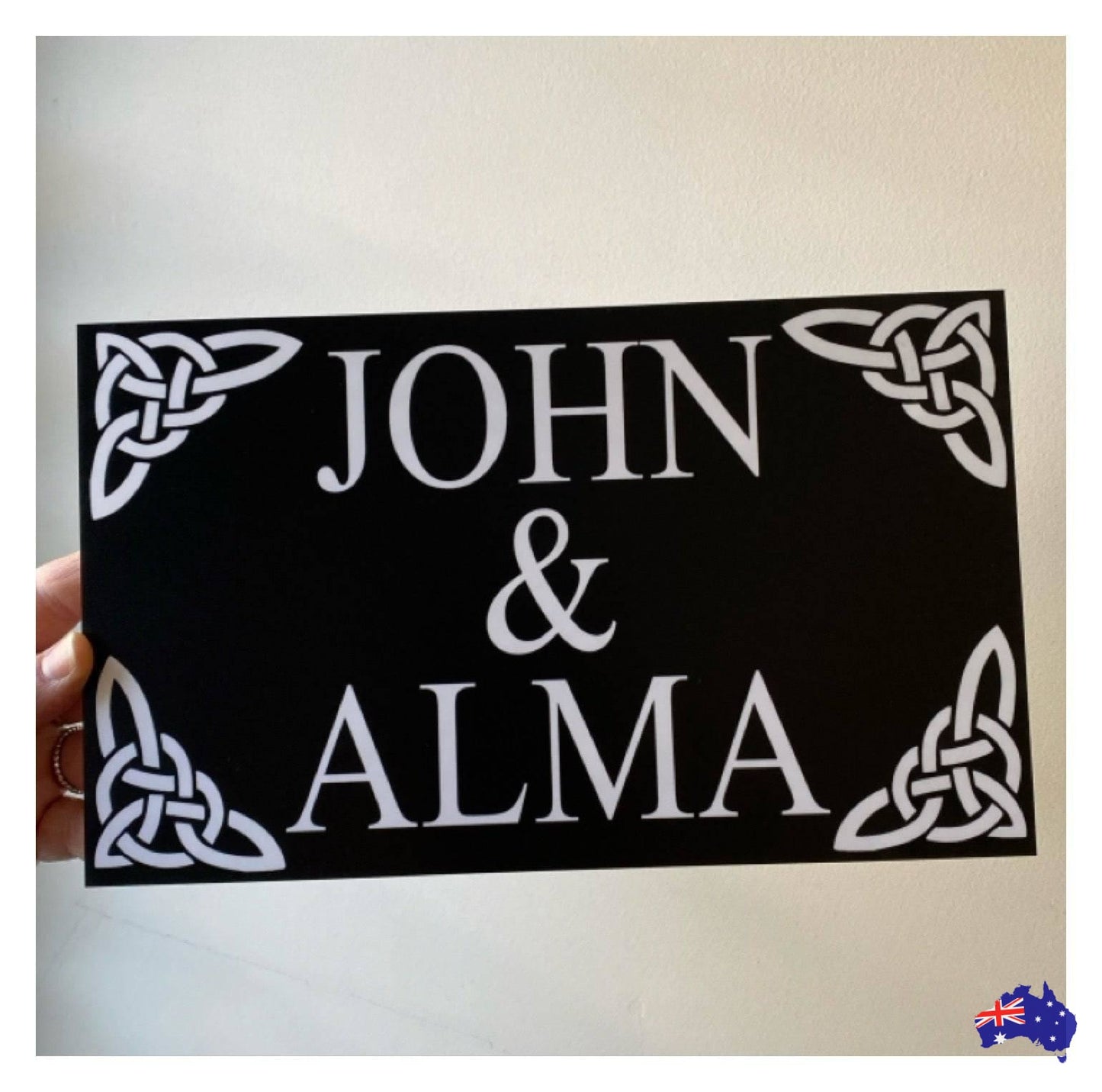 Celtic Scroll Black Custom Personalised Sign - The Renmy Store Homewares & Gifts 