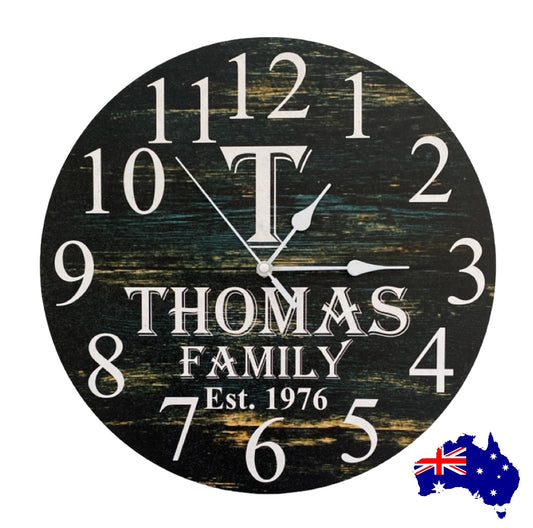 Clock Wall Family Custom Personalised Aussie Made - The Renmy Store Homewares & Gifts 
