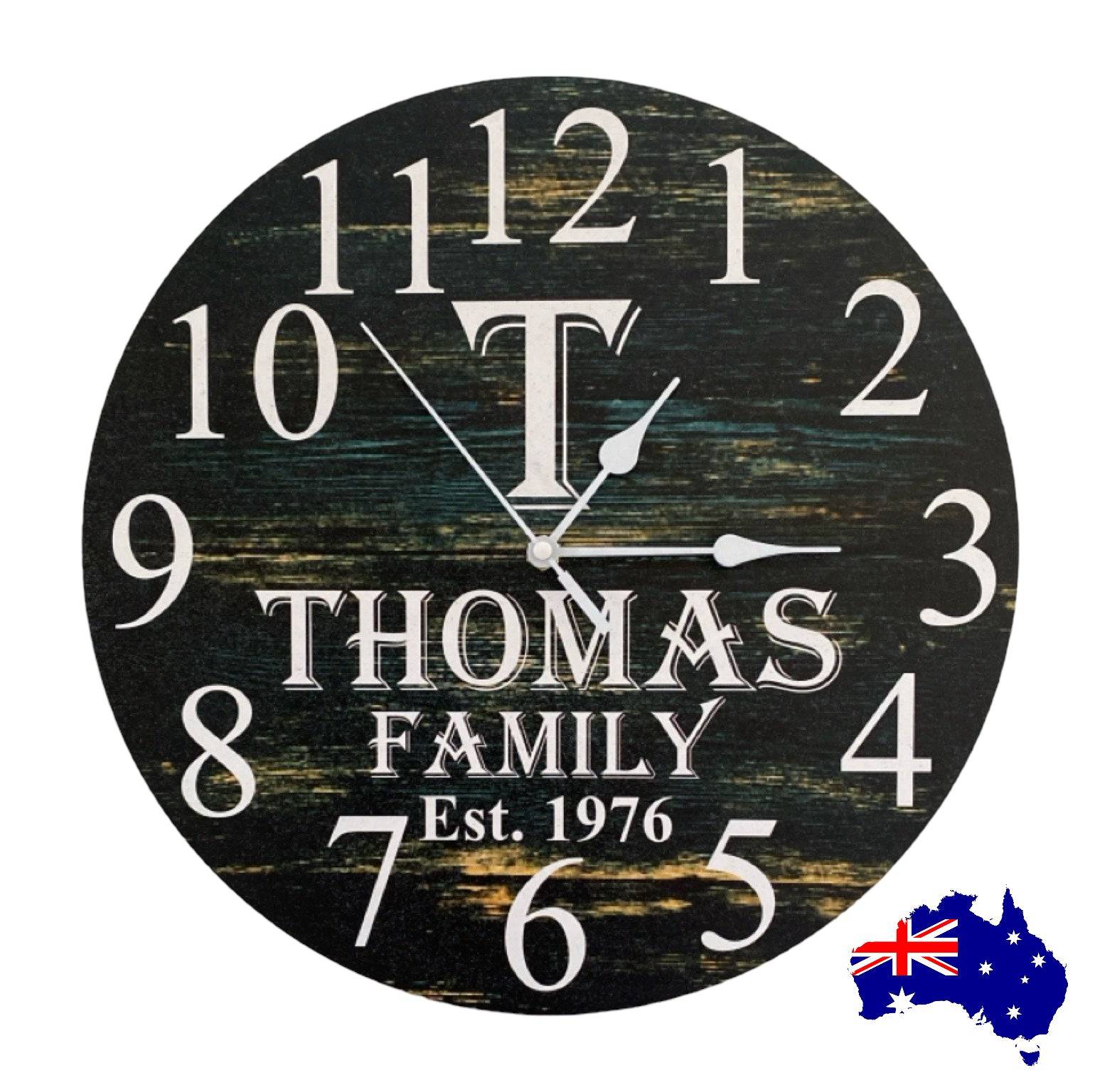 Clock Wall Family Custom Personalised Aussie Made - The Renmy Store Homewares & Gifts 