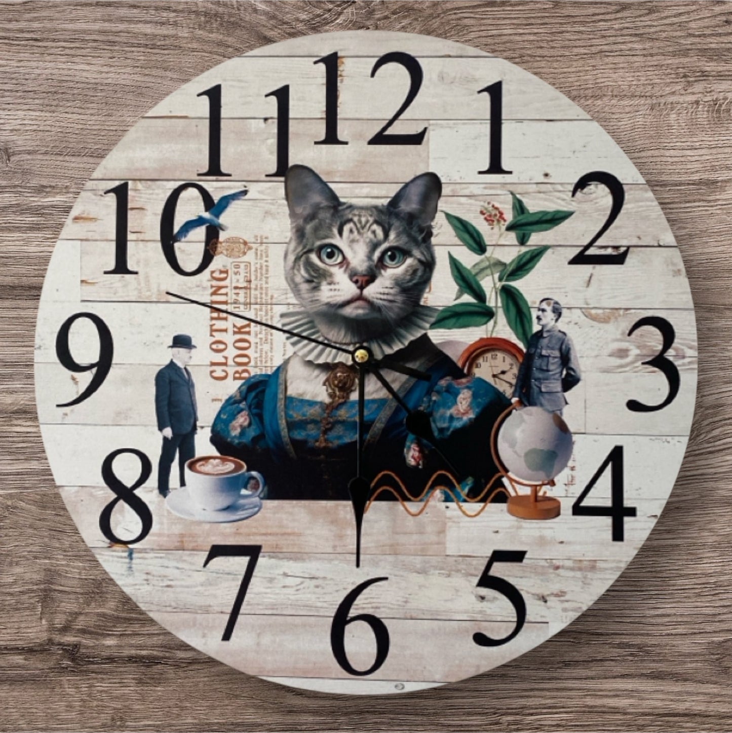 Clock Wall Cat Vintage Retro Aussie Made