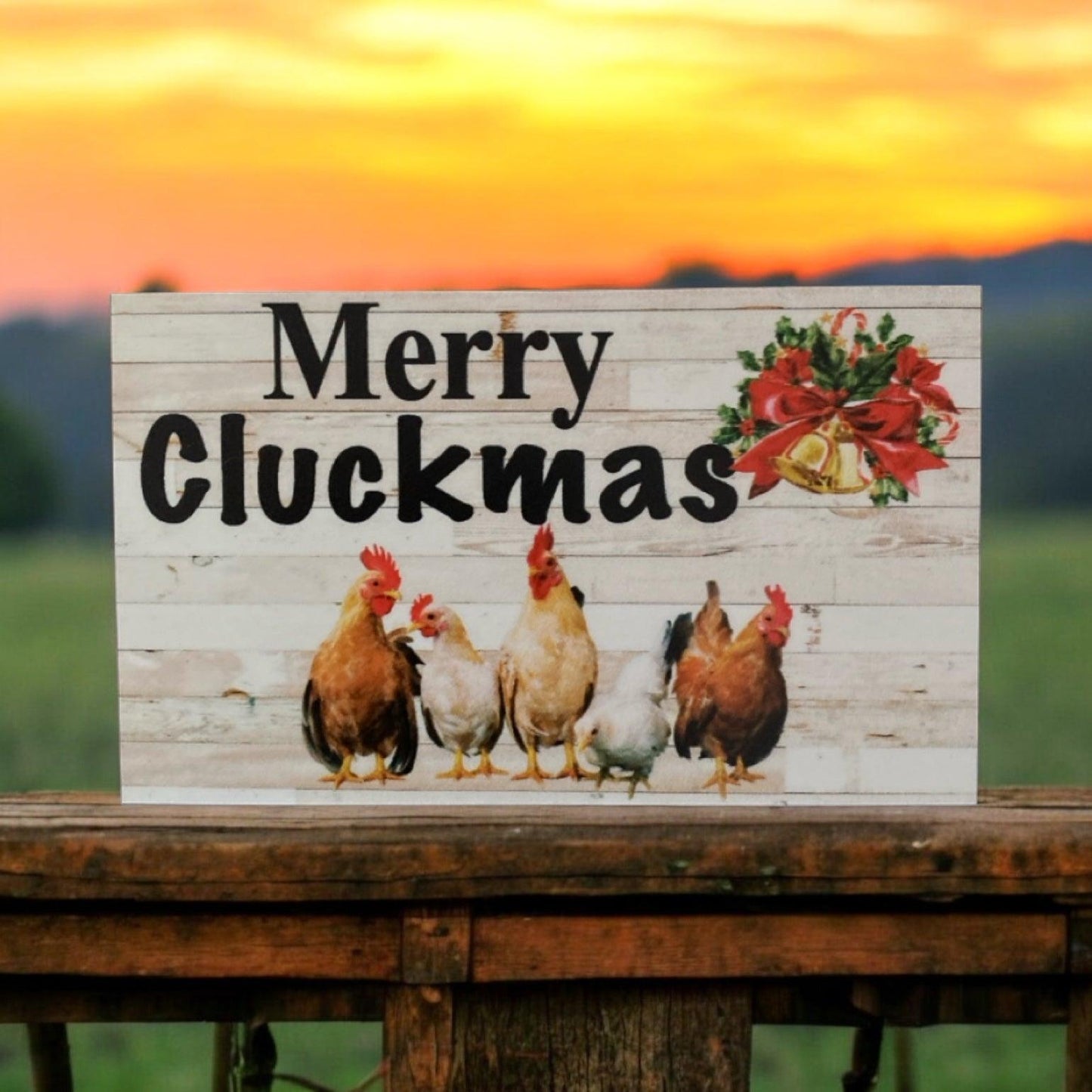 Merry Cluckmas Christmas Chicken Rooster Funny Sign - The Renmy Store Homewares & Gifts 