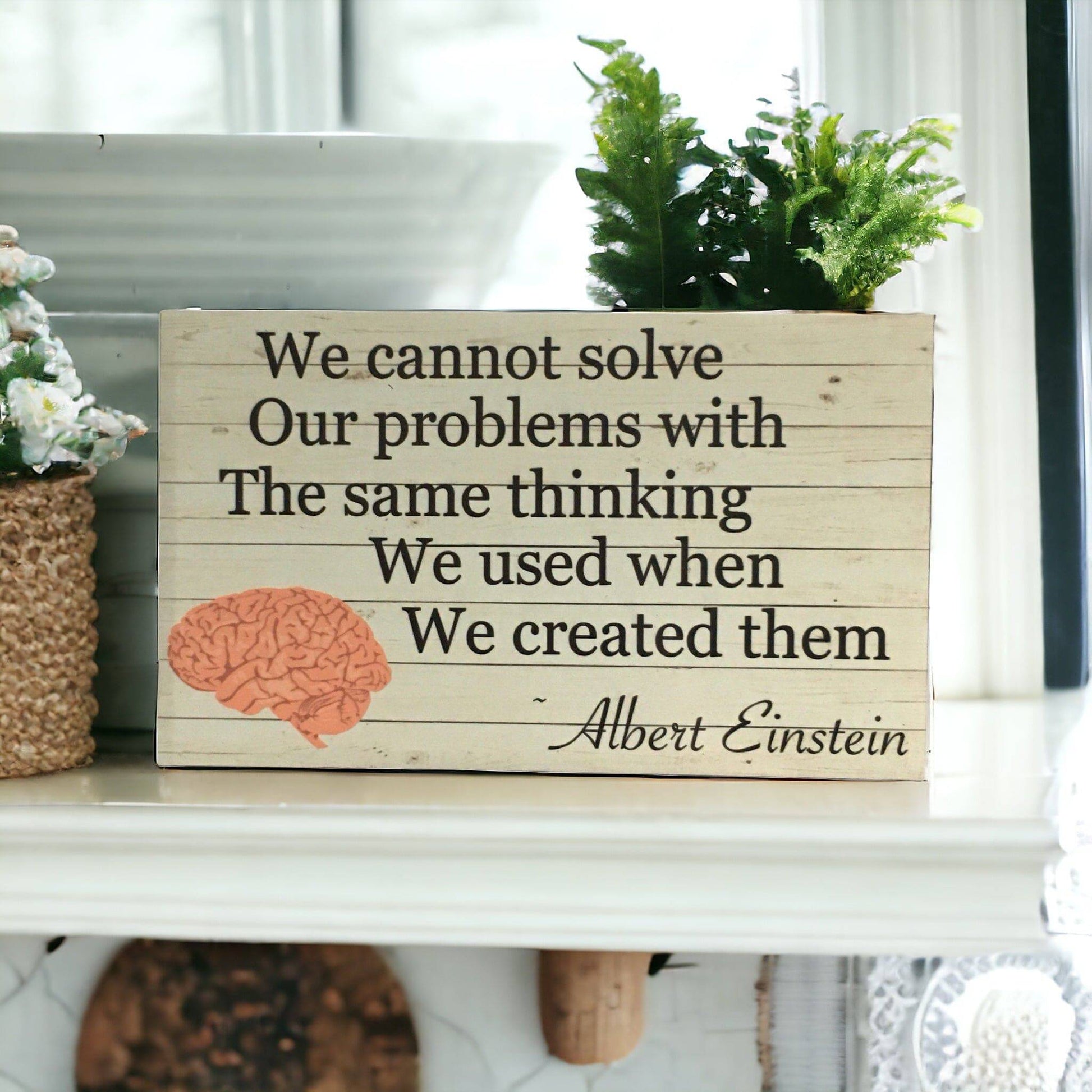 Problems Thinking Quote Albert Einstein Sign - The Renmy Store Homewares & Gifts 