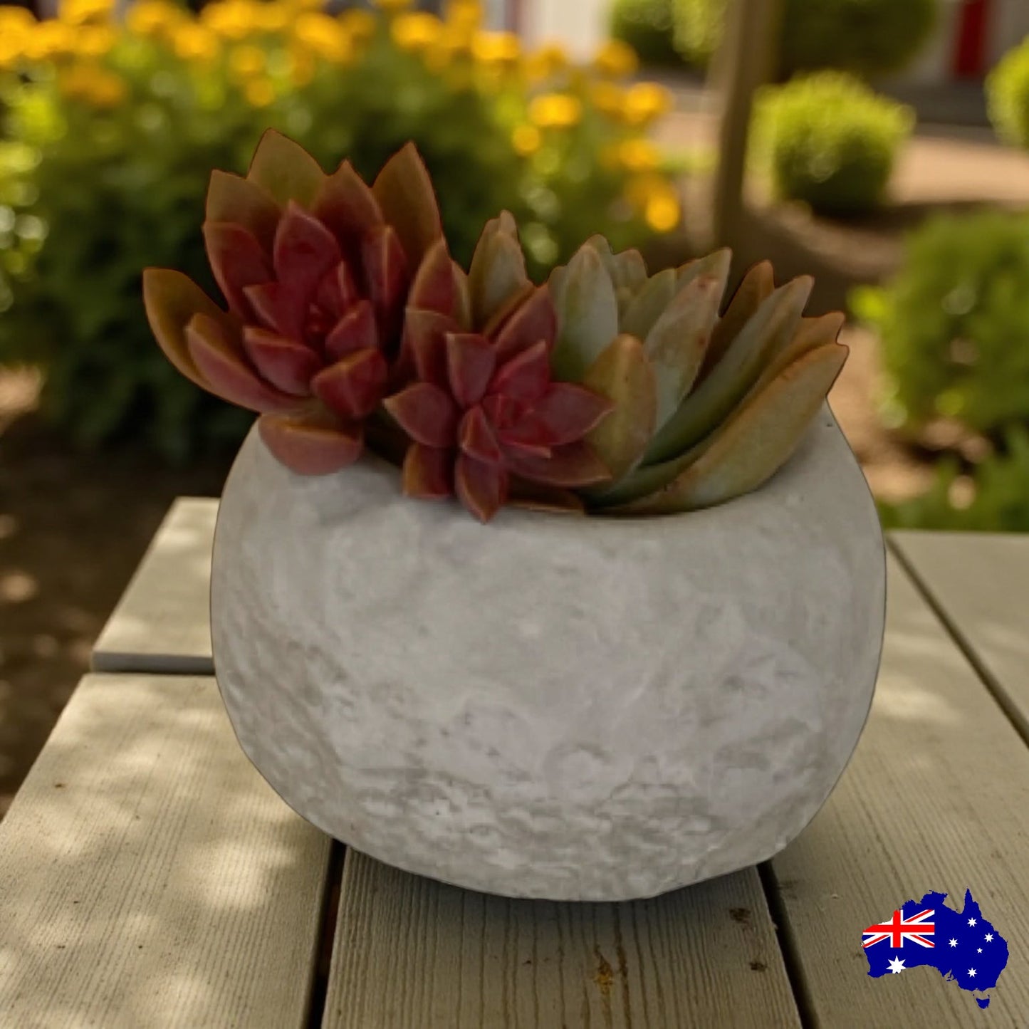 Planter Pot Round Rustic Stone Aussie Handmade Concrete