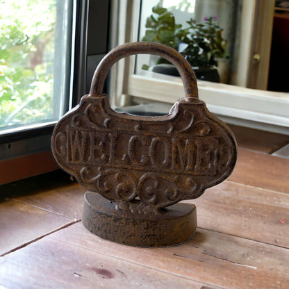 Door Stop Welcome Rustic Lock - The Renmy Store Homewares & Gifts 