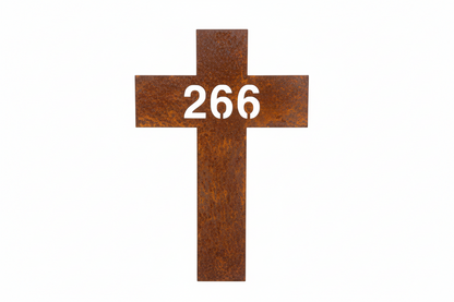 Cross House Number Sign Custom Coastal Metal - Aussie Made