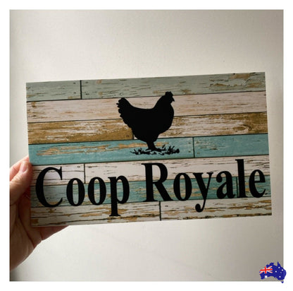 Chicken Hen Custom Personalised Sign Rustic Blue - The Renmy Store Homewares & Gifts 