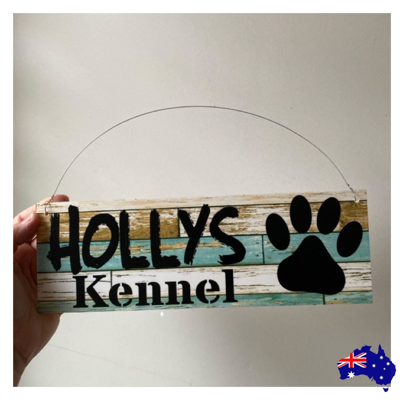 Dog Kennel Personalised Your Dogs Name Blue Sign - The Renmy Store Homewares & Gifts 