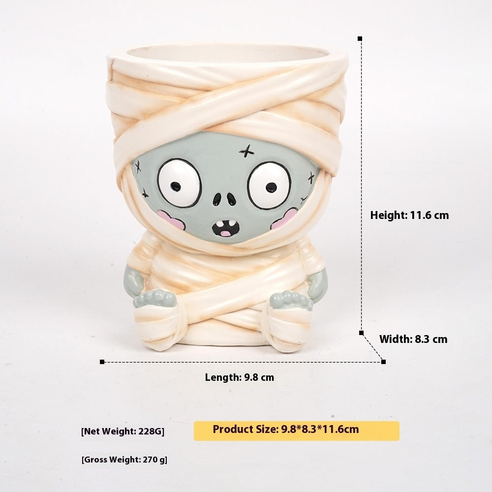 Planter Pot Pen Holder Garden Zombie Ghost Frankenstein Decoration