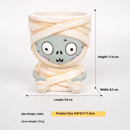 Planter Pot Pen Holder Garden Zombie Ghost Frankenstein Decoration