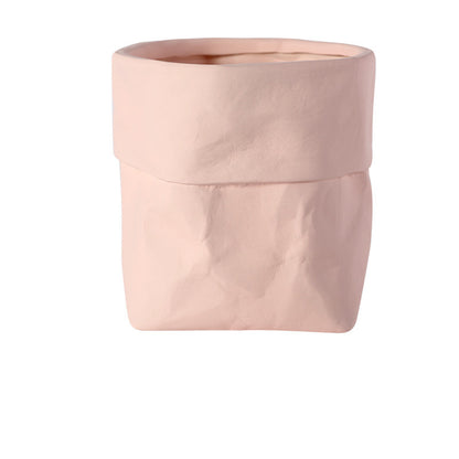 Rustic Bag Planter Pot - Ceramic Paper Bag Flower Pot