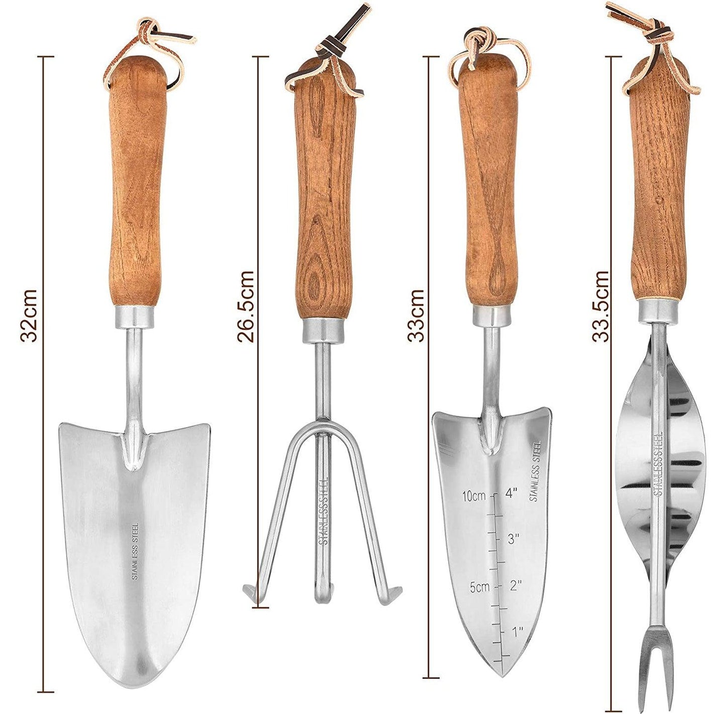 Garden Tool 4 Piece Set Stainless Steel Wooden Handle - The Renmy Store Homewares & Gifts 