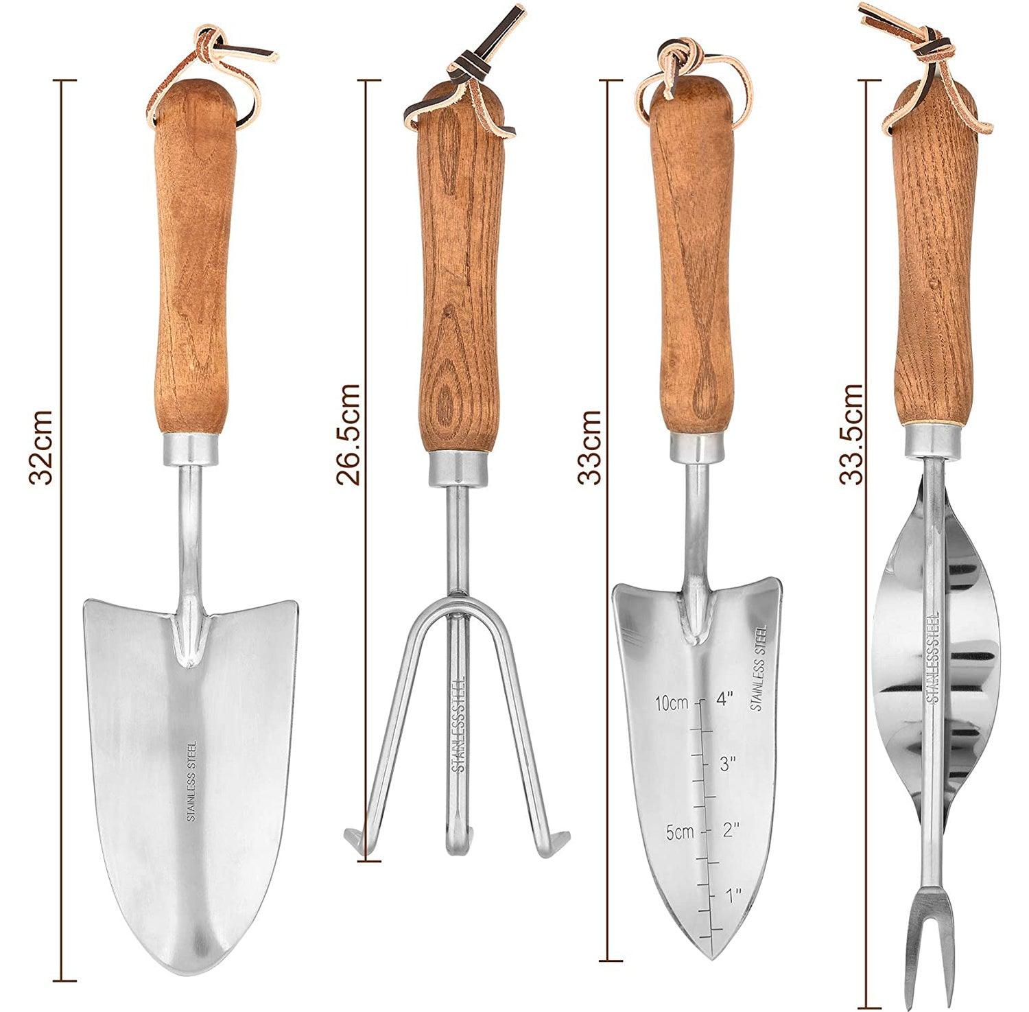 Garden Tool 4 Piece Set Stainless Steel Wooden Handle - The Renmy Store Homewares & Gifts 