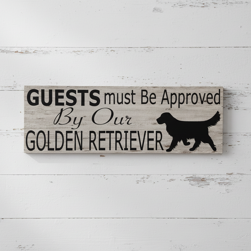 Golden Retriever Sign Guests Must Be Approved Timber Look Aussie Made