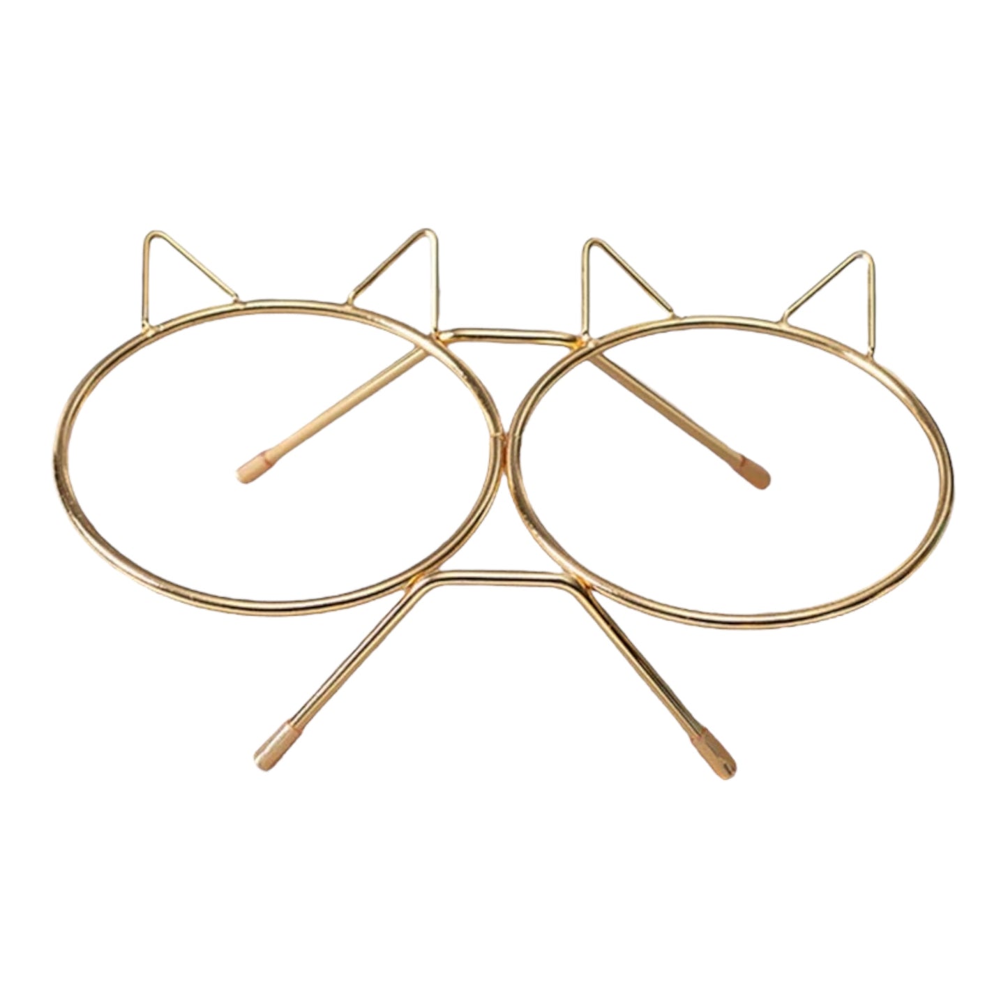 Cat Bowl with Stand Gold White