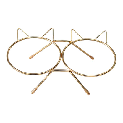 Cat Bowl with Stand Gold White