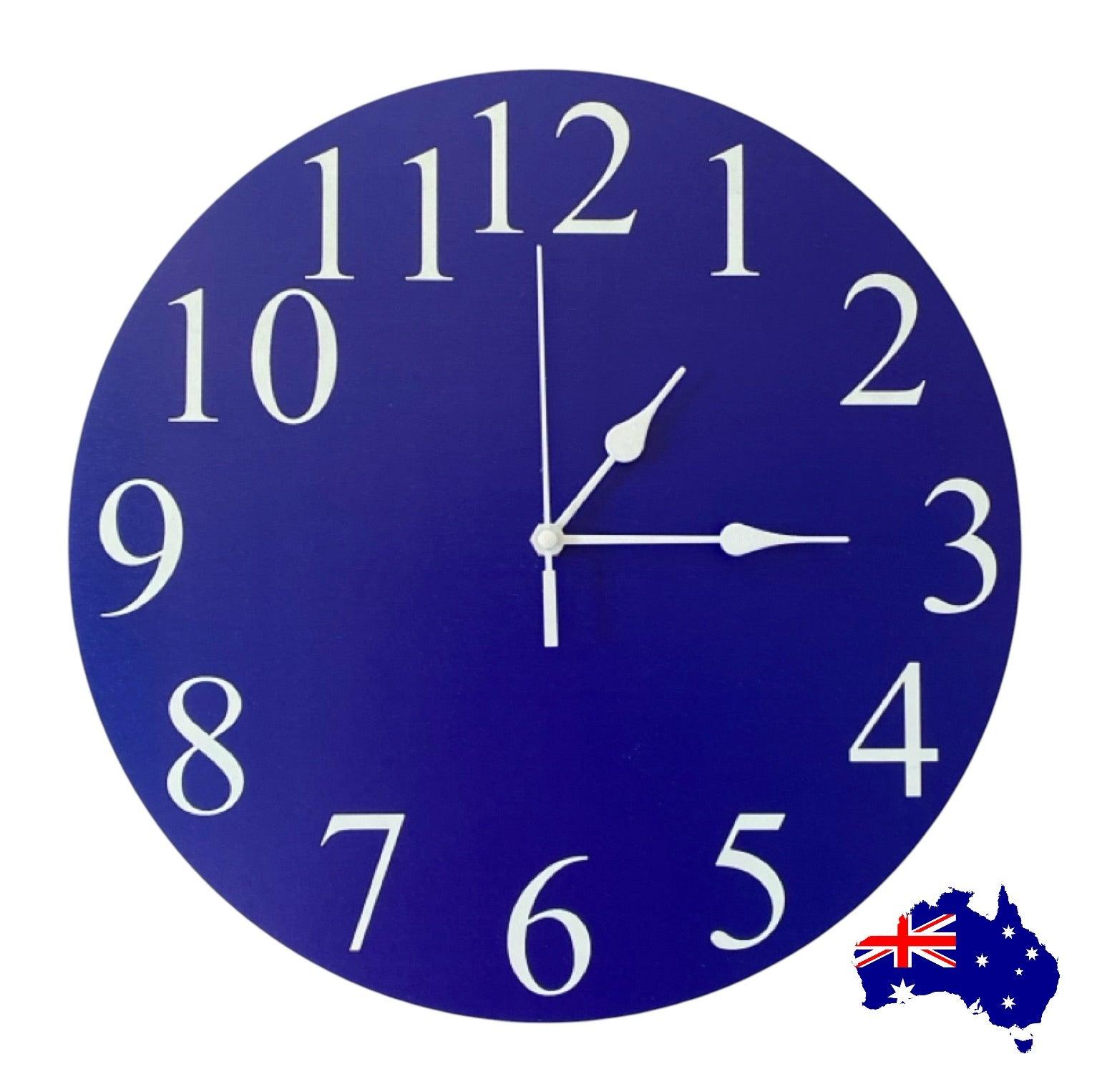 Clock Wall Dark Blue Navy White Aussie Made - The Renmy Store Homewares & Gifts 