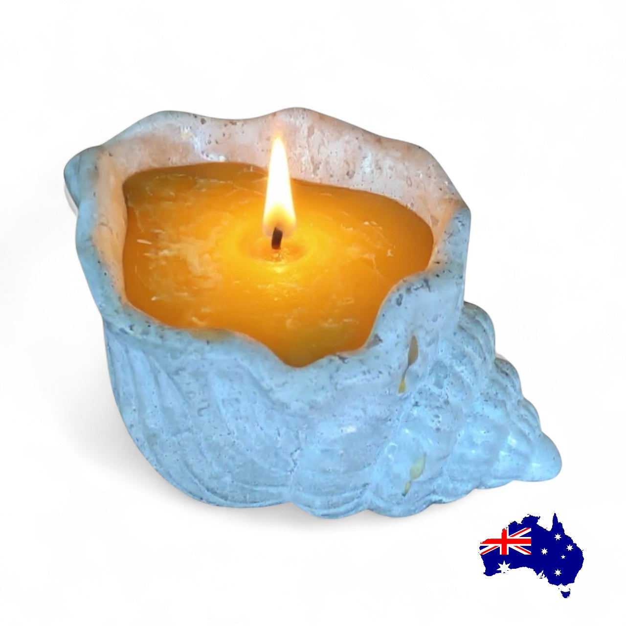 Pure Beeswax Shell Candle Set of 2 Coastal Aussie Handmade