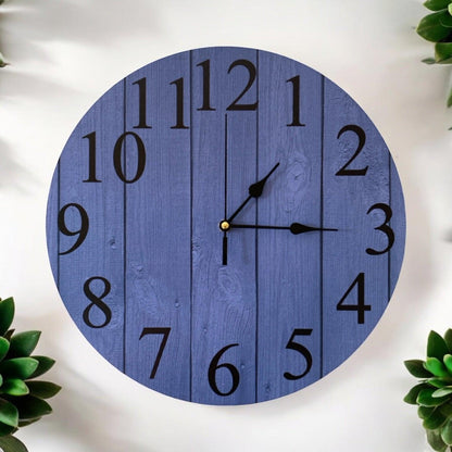 Clock Wall Timber Rustic Dark Blue Aussie Made - The Renmy Store Homewares & Gifts 