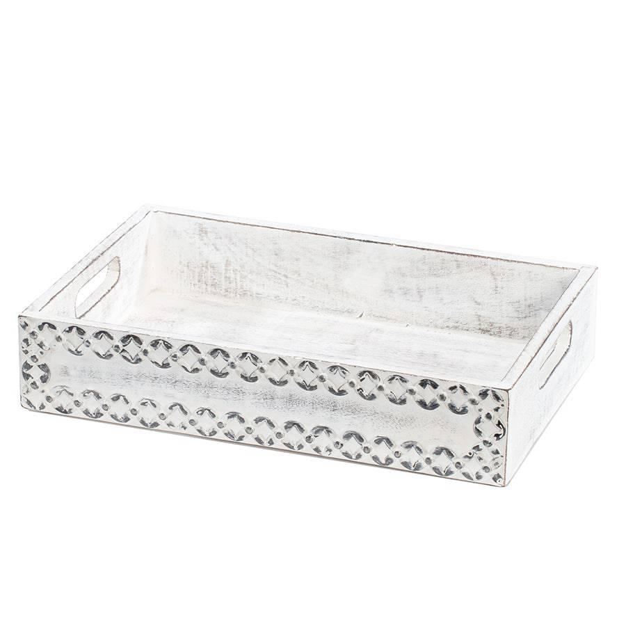 Tray Handcrafted Wooden White Wash - The Renmy Store Homewares & Gifts 