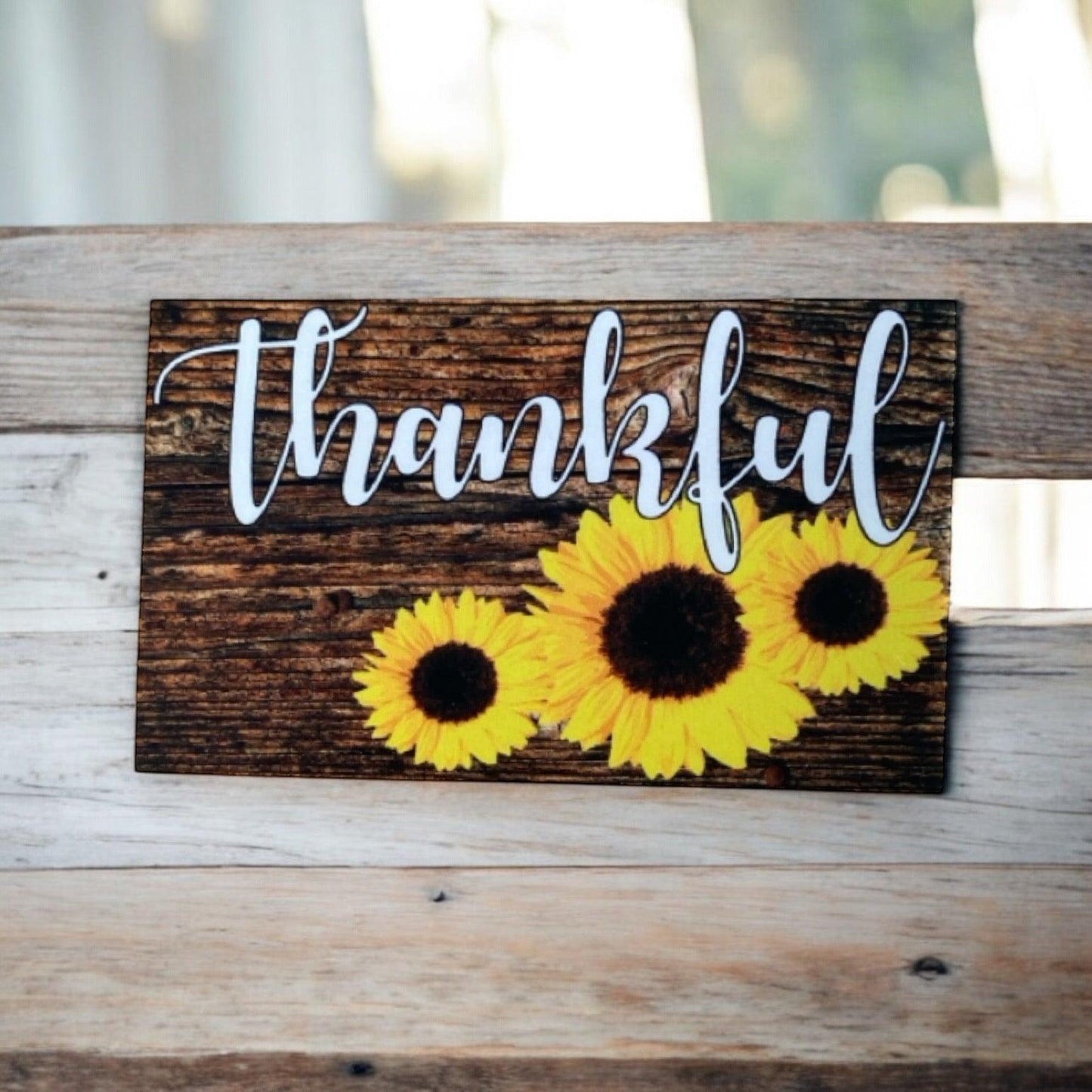 Sunflower Utensils Thankful Grateful Blessed Sign Gift