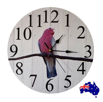 Clock Wall Galah Bird Cockatoo Aussie Made - The Renmy Store Homewares & Gifts 