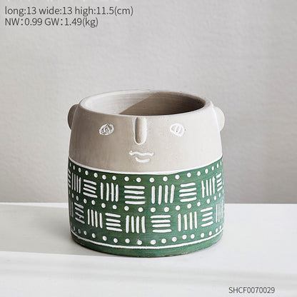 People Planter Pot Vase - Cement Garden Flower Pot