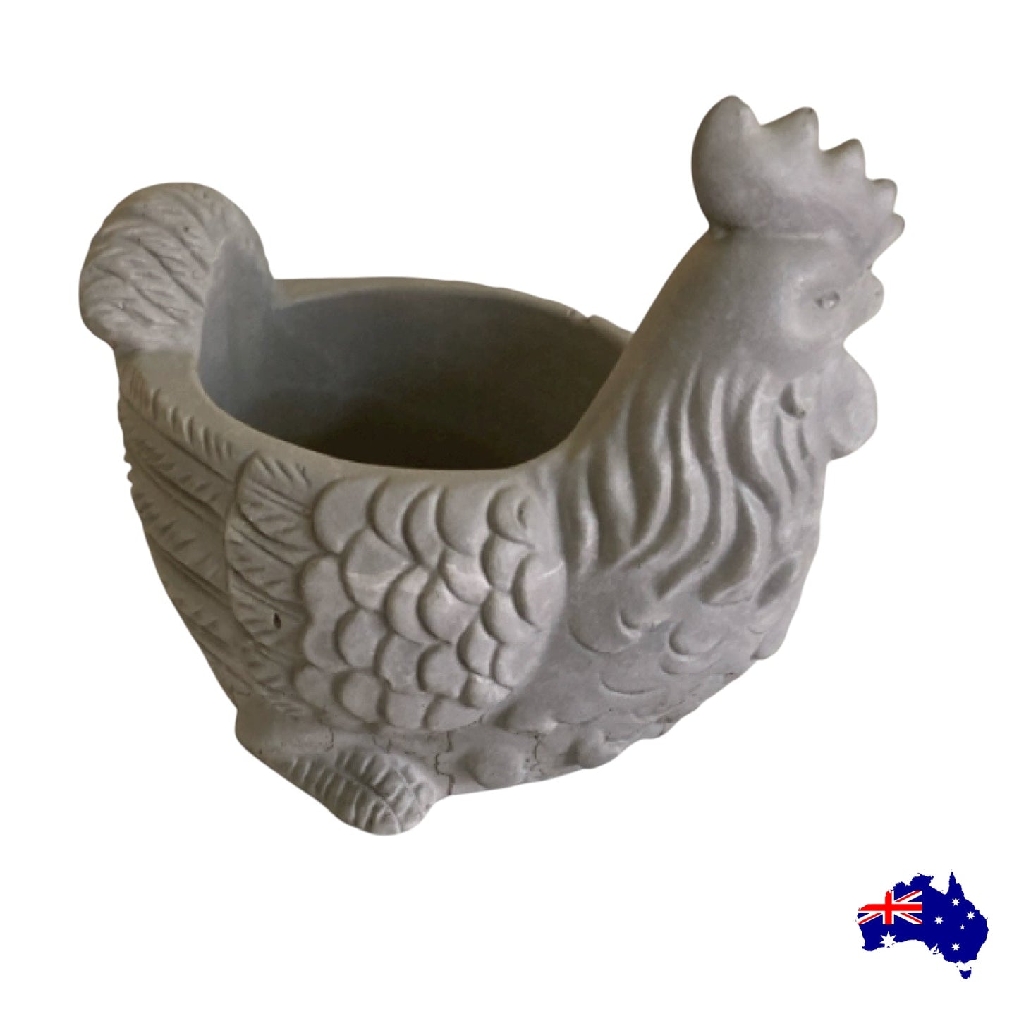 Planter Pot Rooster Chicken Aussie Handmade Concrete