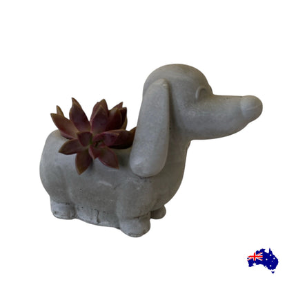 Concrete Dog Hound Planter Pot | Handmade Australian Succulent Pot