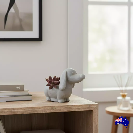 Planter Pot Dog Hound Aussie Handmade Concrete