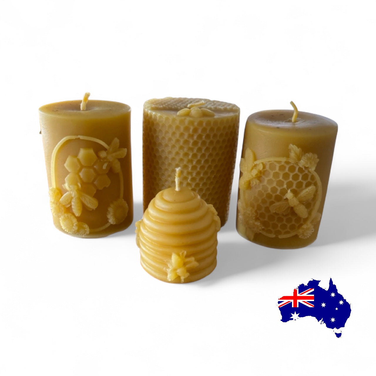 Pure Beeswax Candle Set of 4 Aussie Handmade