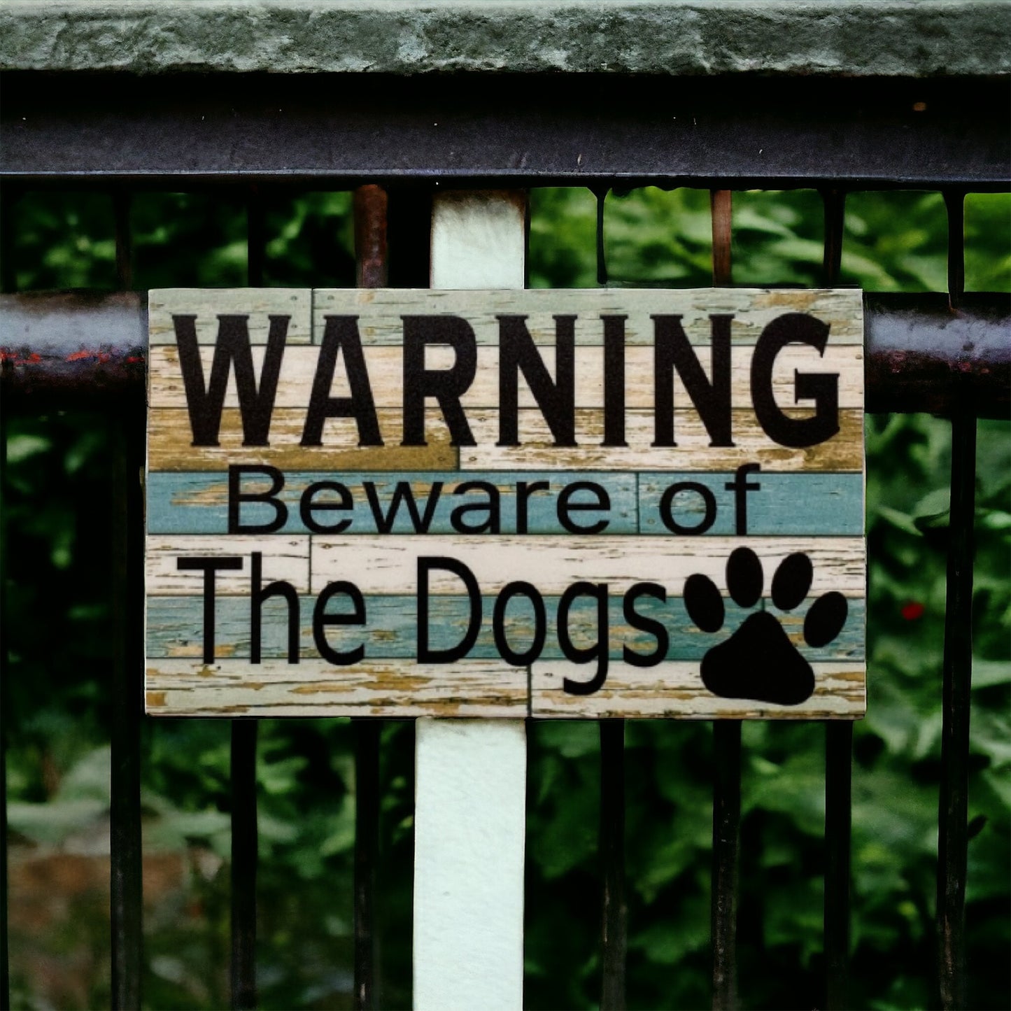 Warning Beware Of The Dog or Dogs Rustic Sign - The Renmy Store Homewares & Gifts 