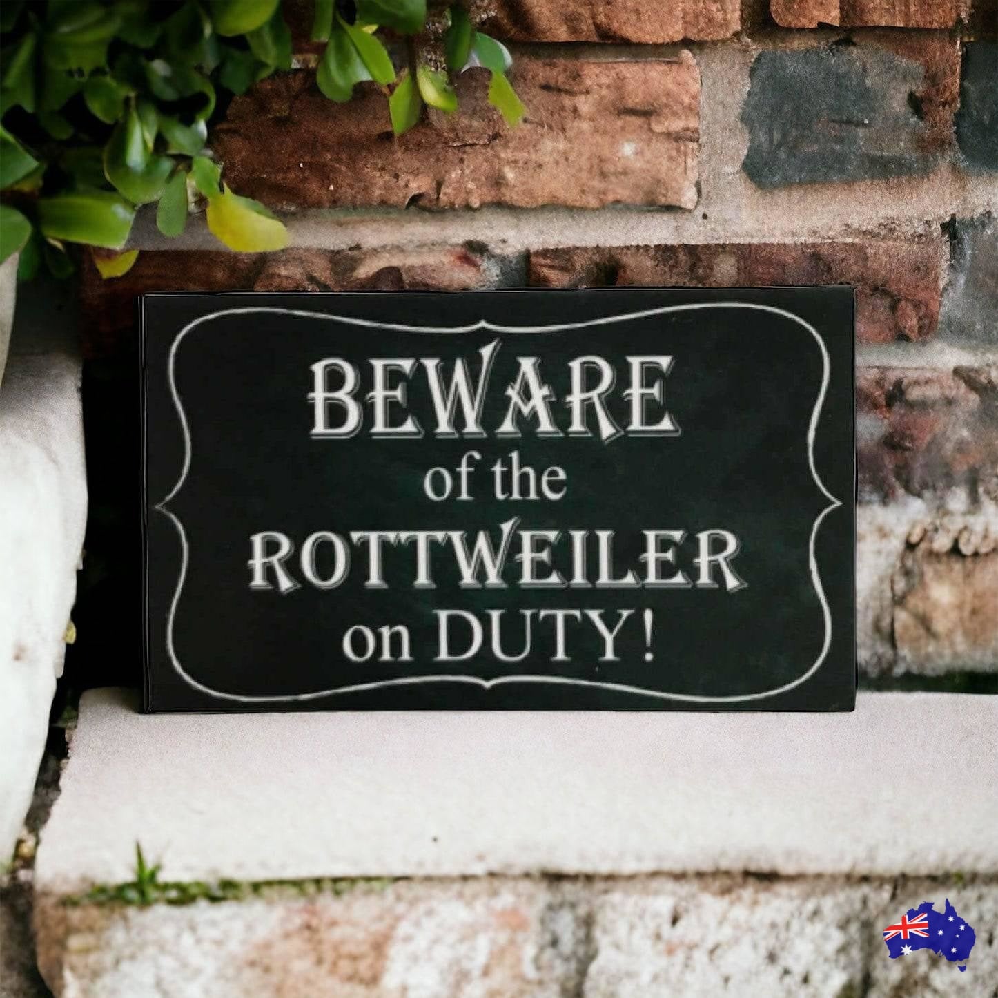 Beware Dog On Duty Personalised Custom Sign - The Renmy Store Homewares & Gifts 