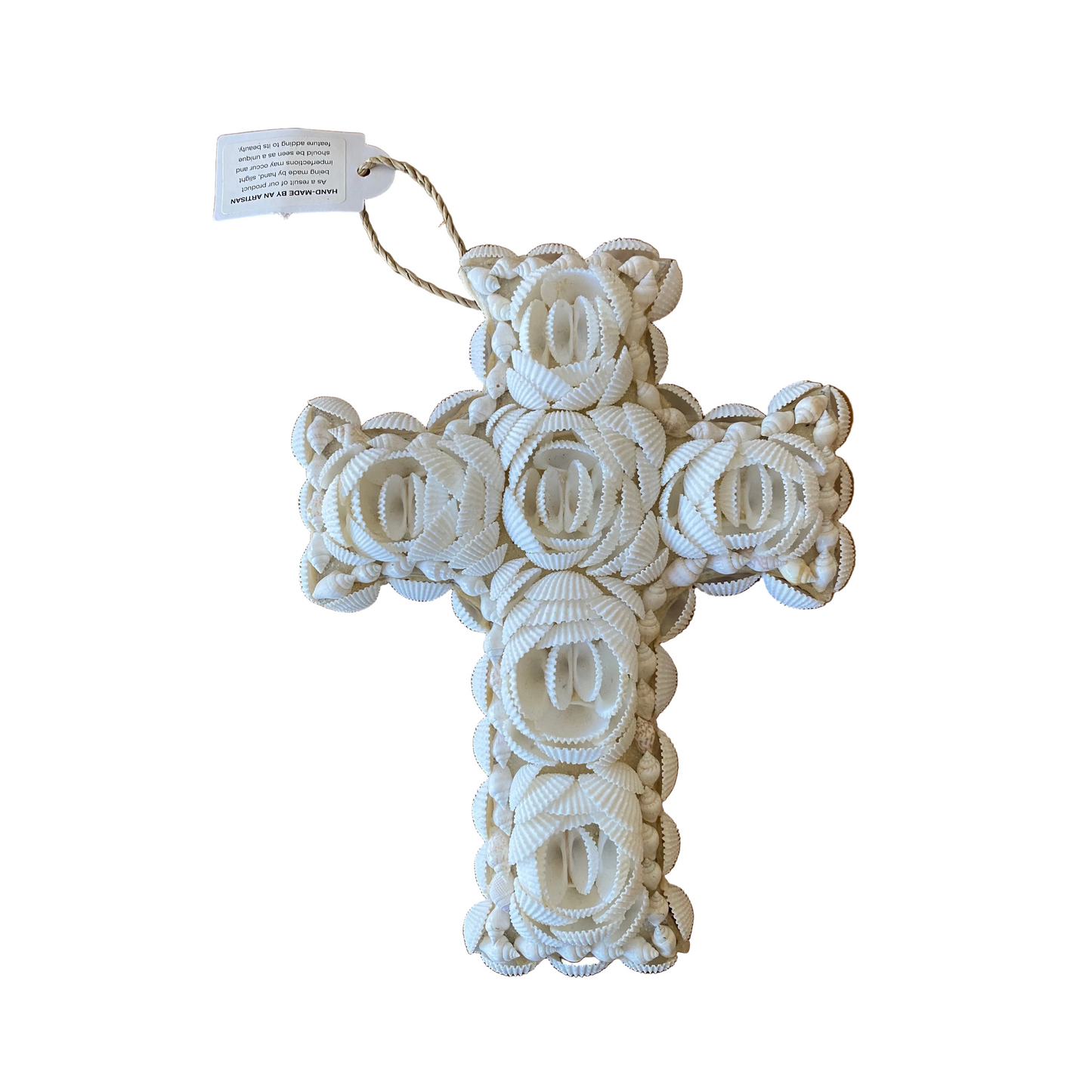 Handmade Hanging Wood Shell Cross | Artisan Bali | Coastal Boho Decor