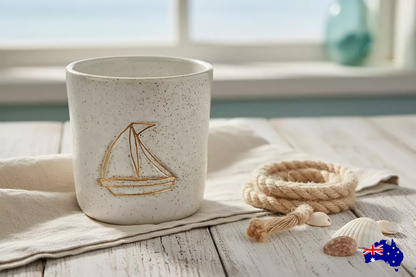 Handmade Sailboat Ceramic Cup Mug | Aussie Made Wolf and Clay Coastal Gift