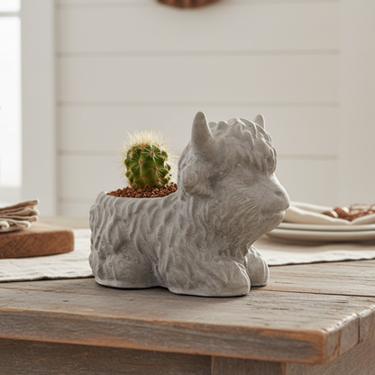 Highland Cow Planter Pot & Candle Holder | Handmade Concrete Farmhouse Aussie Made