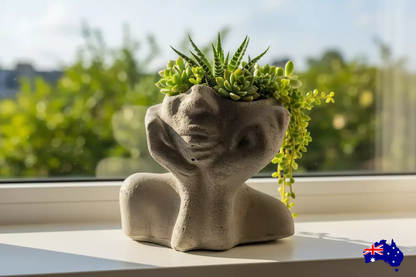 Planter Pot Vase Lady Aussie Handmade Concrete