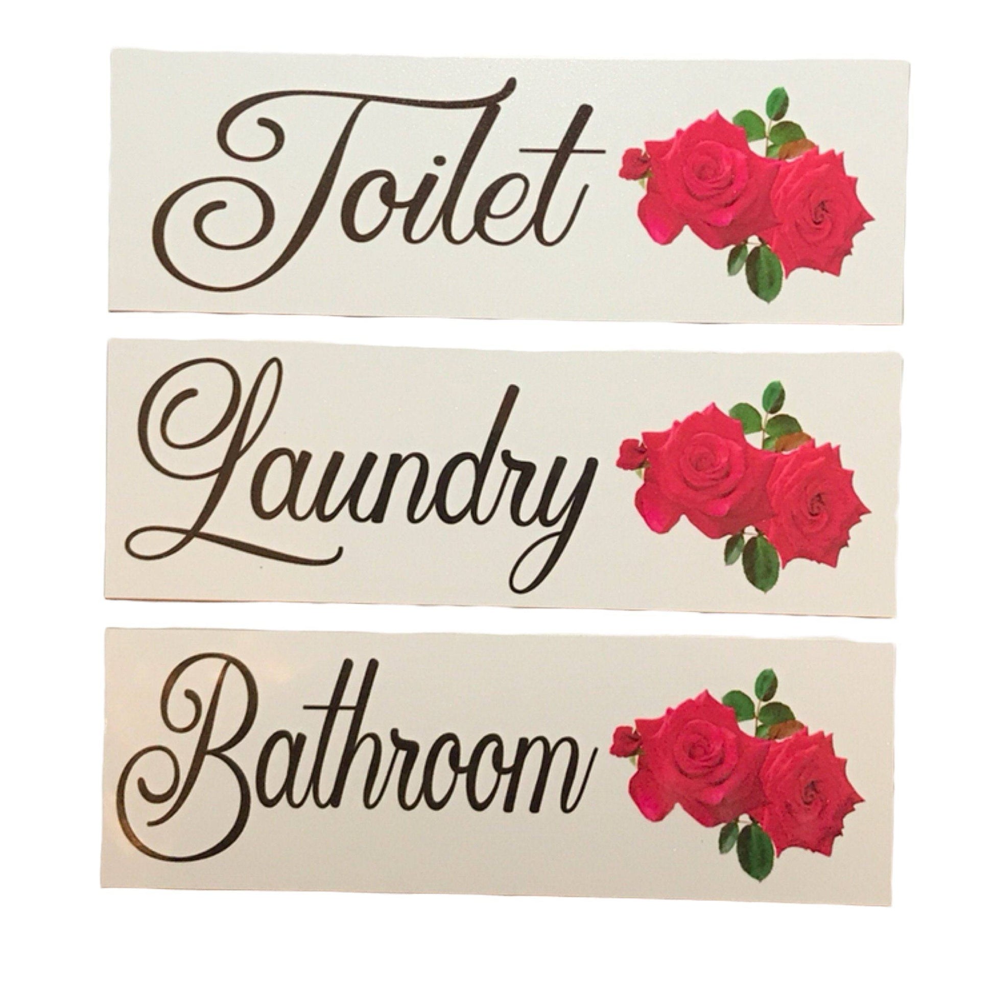 Red Rose Door Room Sign Toilet Laundry Bathroom - The Renmy Store Homewares & Gifts 