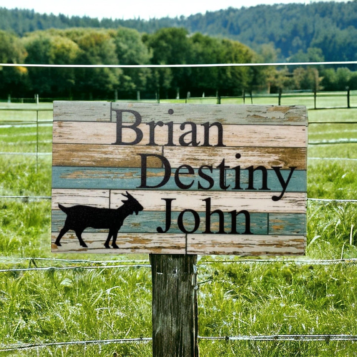 Goat Names Custom Personalised Country Blue Sign - The Renmy Store Homewares & Gifts 