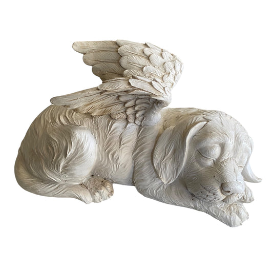 Angel Wings Pet Memorial Statue | Resin Dog Grave Decoration | Garden Memorial Gift