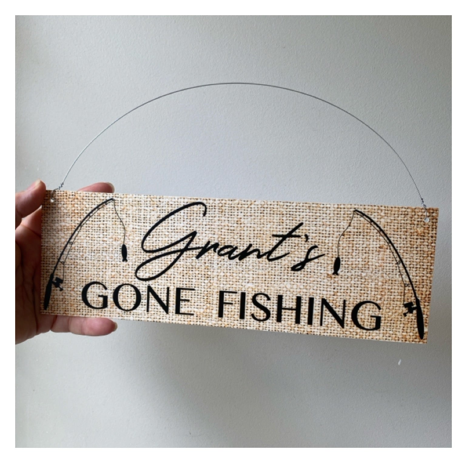 Gone Fishing Vintage Hesh Custom Sign - The Renmy Store Homewares & Gifts 