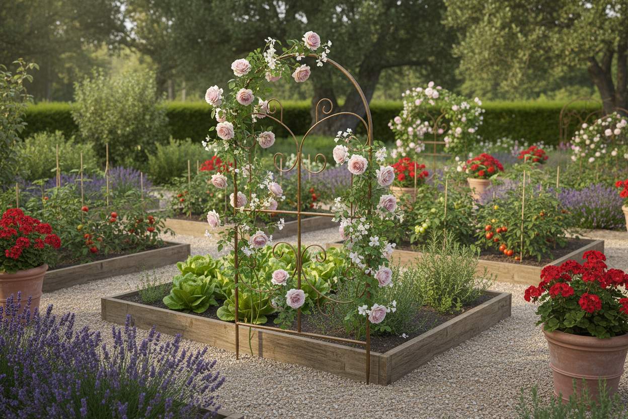Trellis Stake Plant Support Garden Fleur 48x100cm - Metal Garden Country Decor
