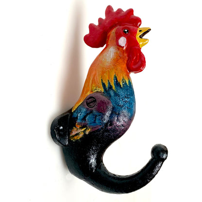 Rooster Chook Hook Key Rack Vintage Country Cast Iron