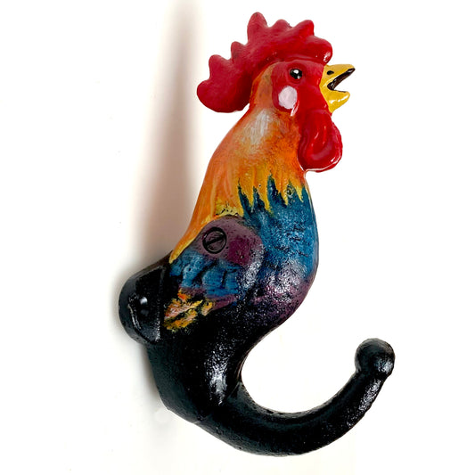 Rooster Chook Hook Key Rack Vintage Country Cast Iron