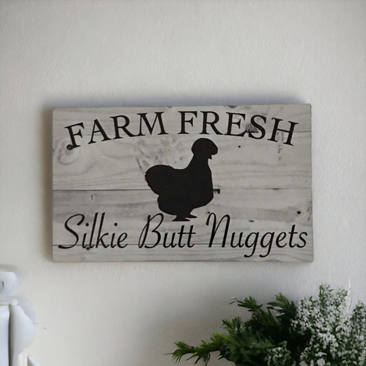 Farm Fresh Silkie Butt Nuggets Egg Sign - The Renmy Store Homewares & Gifts 