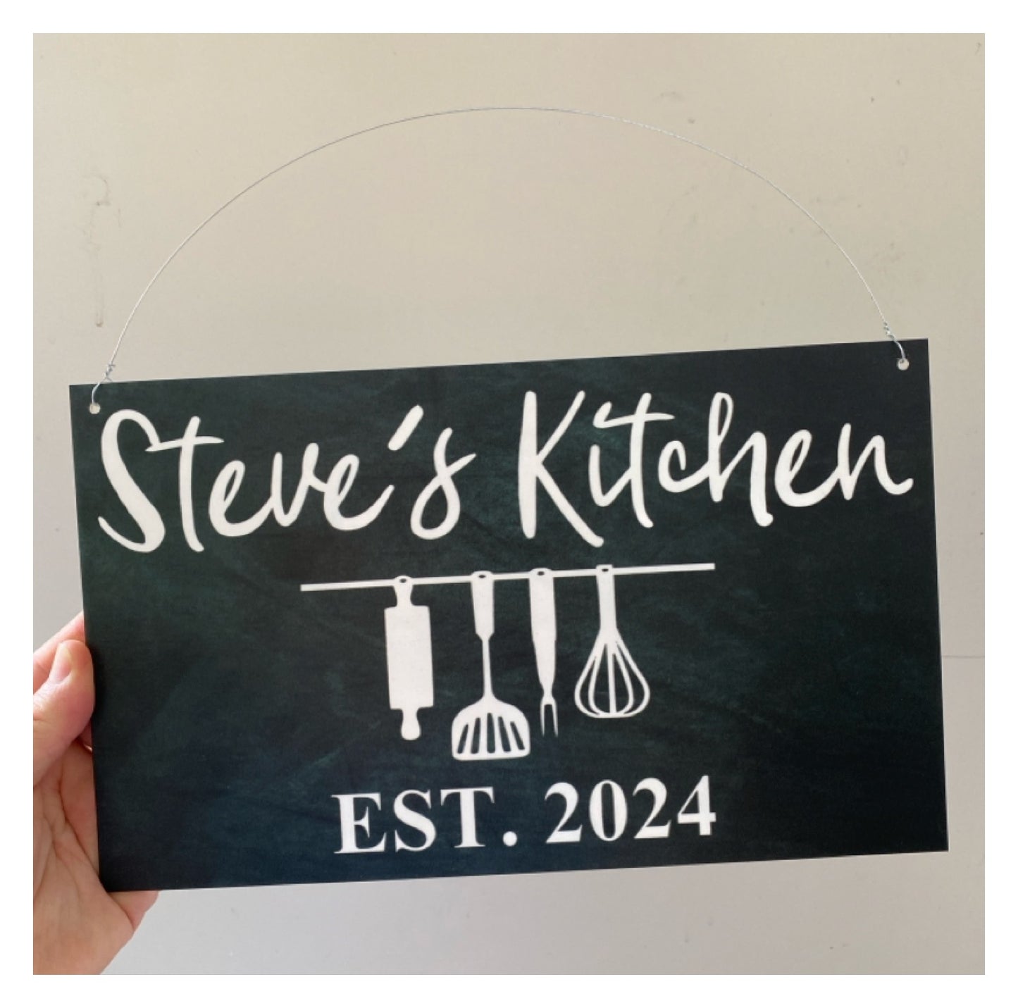 Kitchen Your Name & Year Est. Black Custom Sign