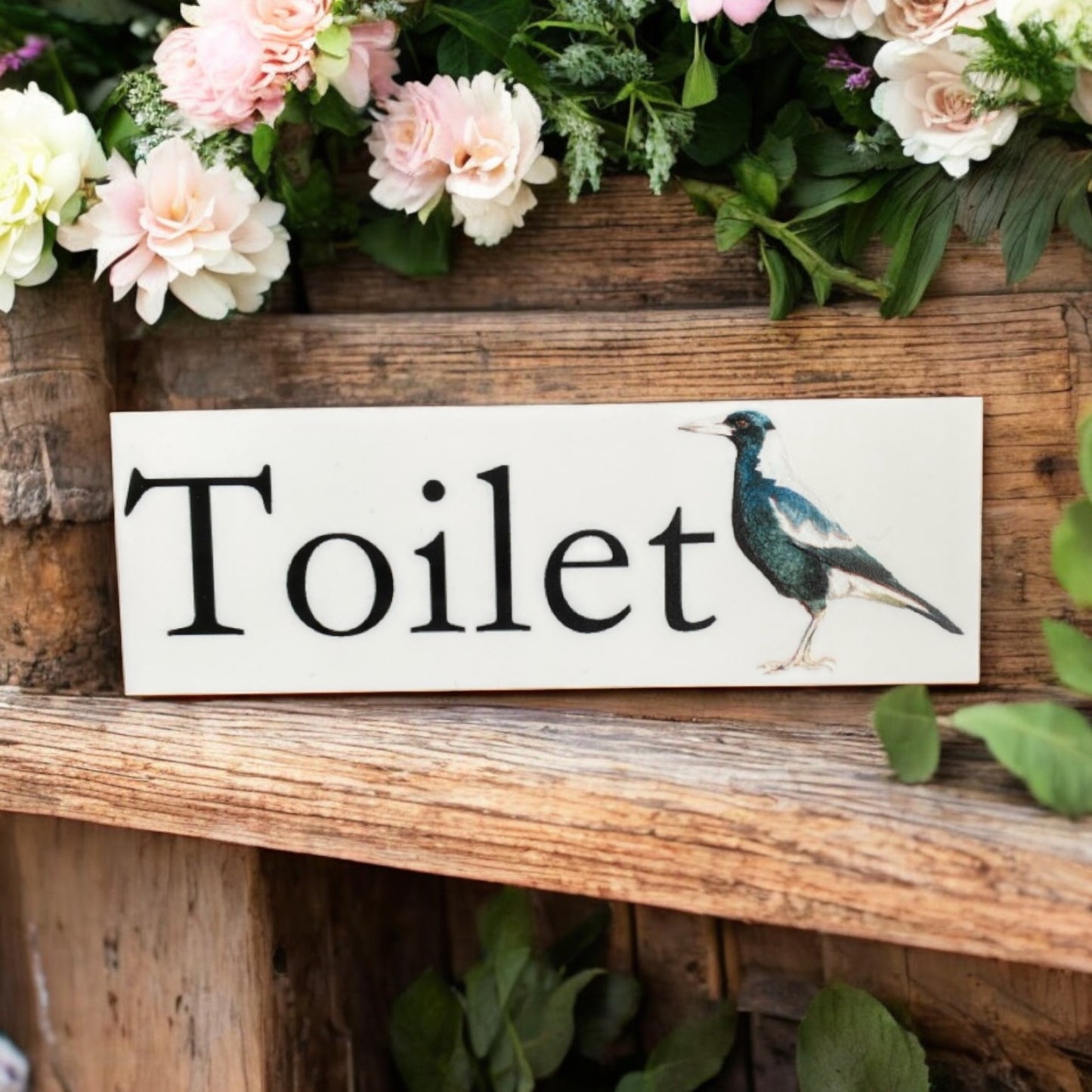 Magpie Bird Toilet Laundry Bathroom Door Sign - The Renmy Store Homewares & Gifts 