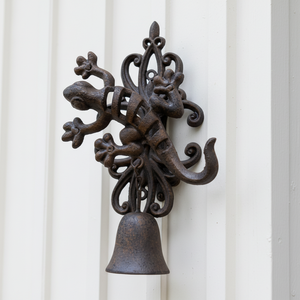 Cast Iron Doorbell | Lizard Gecko & Butterfly | Rustic Aussie Home