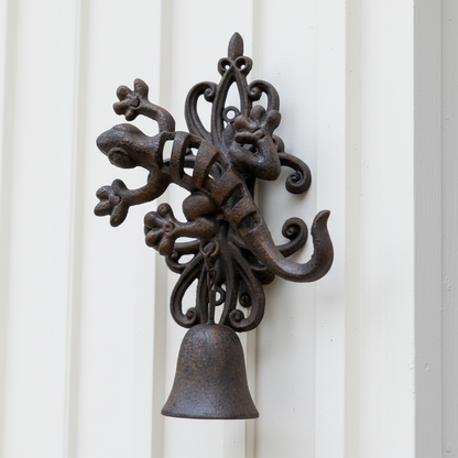 Cast Iron Doorbell | Lizard Gecko & Butterfly | Rustic Aussie Home