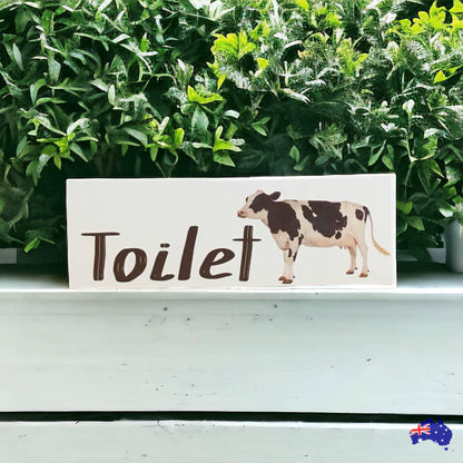 Cow Toilet Laundry Bathroom Door Sign - The Renmy Store Homewares & Gifts 