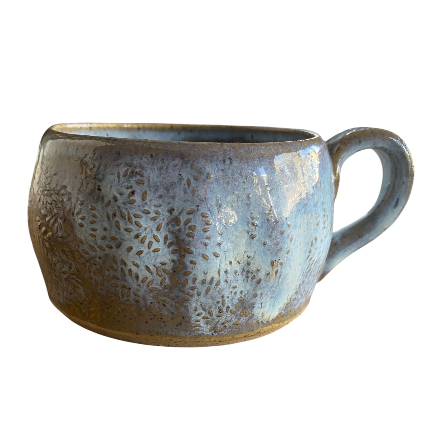 Handmade Floral Leaf Blue Whites Ceramic Mug | Aussie Made Wolf and Clay Coastal Gift